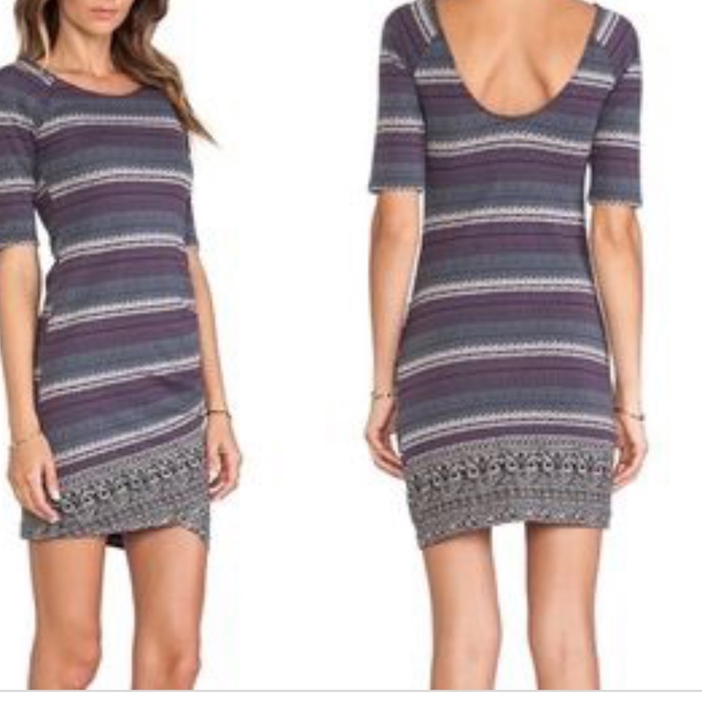 Free People Striped Purple and Blue Knit Bodycon Dress - Picture 2 of 13
